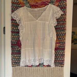 GAP White Lace Trim Women's Top